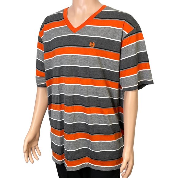 Vintage Phat Farm Men's 3XL Short Sleeve Orange Gray Stripe Polo Shirt 3X XXL - Picture 7 of 12
